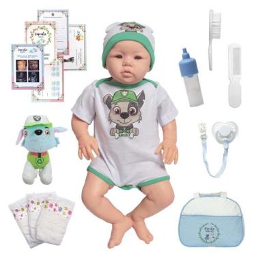 Imagem de Bebe Reborn Boneco Menino Enxoval Patrulha Canina Completo - Cegonha R