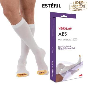 Imagem de Meia 3/4 Venosan AES Antitrombro Compressão 18mmHg Panturrilha Pé Aber