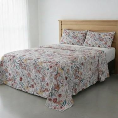 Imagem de Jogo de Camal Percal 200 Fios – 4 Peças - Conforto, Maciez e Elegância para Suas Noites (Jardim Botanico, Casal)