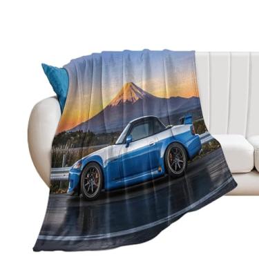 Imagem de HouLaiZhe Cobertor Super Macio Flanela JDM Carro S2000 Monte Fuji Cobertores de Refrigeração Leve para Sofá-Cama Cadeira Sofá Carro Viagem ao Ar Livre Leve Quente 152 cm x 203 cm