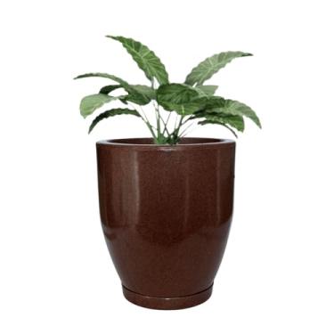 Imagem de Vaso Redondo Polietileno Planta Moderno Bojo Liso Jardim Casa (Marrom)