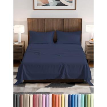 Imagem de Jogo de cama Olympic Queen, 166 x 203 cm - Lençóis de luxo para trailers olímpicos Queen - Cabe entre colchões de 35,5 a 40,6 cm com bolsos profundos - Confortável, respirável e refrescante - Roupa de