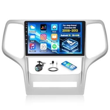 Imagem de [2+64G] Android 13 estéreo para carro Jeep Grand Cherokee WK 2008-2013 com carro sem fio e Android Auto, rádio veicular com tela sensível ao toque de 9 polegadas com link espelhado Bluetooth FM/RDS