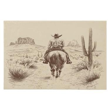 Imagem de Tapete de área 60 x 90 cm macio lavável tapete antiderrapante com suporte de borracha tapetes de área de equitação de cowboy para sala de estar, quarto, decoração de casa