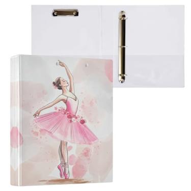 Imagem de STAYTOP Organizador de fichário redondo de balé para meninas, 3 argolas com prancheta (carta A4), fichário fofo para material de escritório escolar