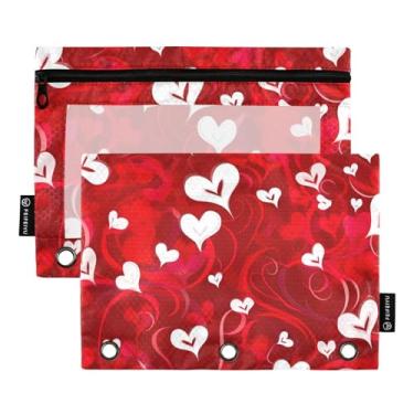 Imagem de Wassud Pacote com 2 pastas de fichário vermelho para o dia dos namorados com 3 furos, pasta organizadora de arquivos para casa, escritório