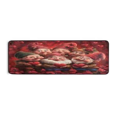 Imagem de Burbuja Tapete Gnomos Love Runner 61 x 183 cm, tapete lavável antiderrapante com suporte de borracha, tapete para sala de estar, corredor, decoração de casa