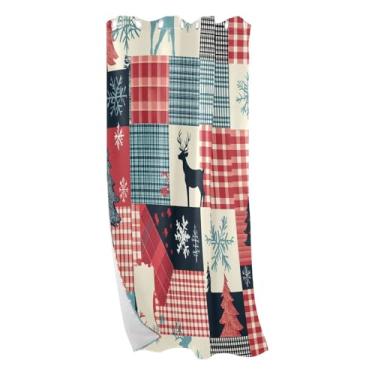 Imagem de CEBUGI Retalhos de Natal com cortinas blackout Houndstooth para quarto, sala de estar, painéis de cortina de janela com isolamento térmico (1 painel, 106 cm L x 213 cm C)
