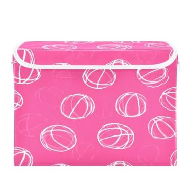 Imagem de STAYTOP Cesto de armazenamento dobrável de basquete de desenho animado com tampa, caixa de armazenamento decorativa, organizador de cubos, cestas de armazenamento para quarto, armário e sala de estar