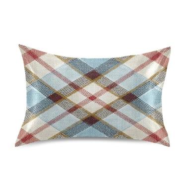 Imagem de Fronha de almofada de seda para pele e cabelo extra macia, resistente a rugas e desbotamento com fecho de envelope (tamanho padrão, 101,6 x 50,8 cm) | xadrez tartan de Natal