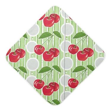 Imagem de Burbuja Toalha de banho de bebê Red Cherries - Toalha com capuz de musselina macia e absorvente para recém-nascido, 76 x 76 cm
