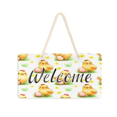 Imagem de Burbuja Placa de boas-vindas de galinhas em aquarela para porta da frente, placa de boas-vindas de PVC para decoração de férias, 15 x 28 cm