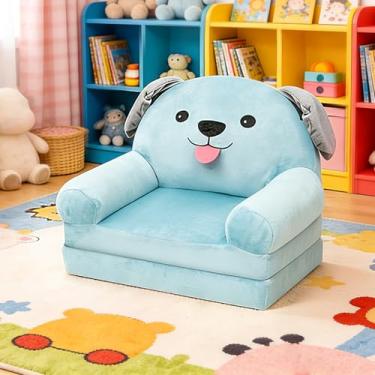 Imagem de DJAPWPX Sofá infantil, cadeira de sofá dobrável para crianças, confortável com enchimento de espuma, poltrona de leitura infantil, sofá conversível para relaxar para crianças de 1 a 4 anos de idade