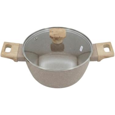 Imagem de Panela Caçarola com Tampa de Vidro, Antiaderente, Cabo de Madeira, 20cm, para Fogão de Indução
