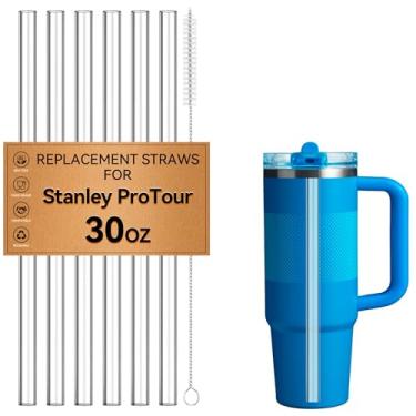 Imagem de Canudos para copos Stanley ProTour de 850 g, 6 peças de substituição de canudos para Stanley Protour 850 g, canudos reutilizáveis de plástico transparente com escova limpa