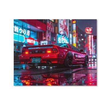 Imagem de HouLaiZhe Neon Jdm Car Nsx Sports Classic Posters Canvas Wall Estética Sala Decoração de Parede Impressões Galeria Sala Decoração de Parede para Quarto Sala de Estar Escritório 11 x 14 polegadas (28 x