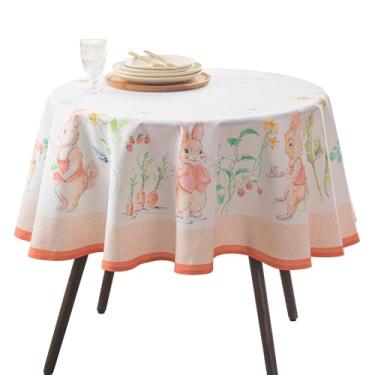 Imagem de Toalha de mesa redonda Maison d'Hermine Toalha de mesa redonda 100% algodão para sala de jantar, casa de fazenda, casa, hotel, festas e casamento – Ideal para decorações de Páscoa primavera e verão