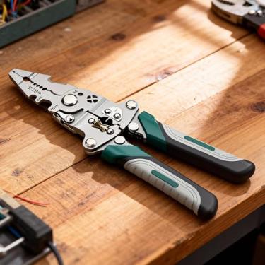 Imagem de Multiferramenta de descascador de fios dobrável, cortadores de cabo, cortador de fio e ferramenta de crimpagem de fios, artesanato refinado