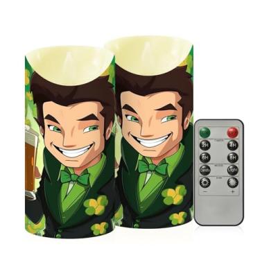 Imagem de Wassud Pacote com 2 velas masculinas de terno preto sem chama com controle remoto, velas realistas cintilantes com temporizador, velas decorativas para Natal, casamento, festa, decoração de casa média