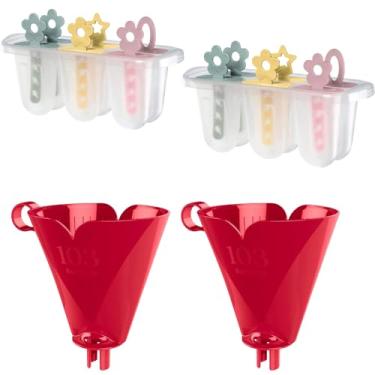 Imagem de Kit com 2 Suporte de Filtro de Café Vermelho 103 + 2 Forma de Picolés Plástica para 6 picolés