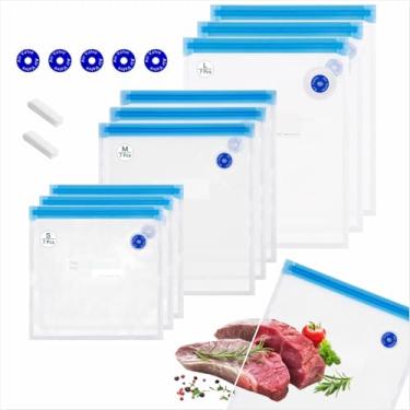 Imagem de TTUGTTUG 21 sacos reutilizáveis para selagem a vácuo, 3 sacos sous vide livres de BPA, com clipes de vedação e design à prova de vazamento para cozinhar sous vide, freezer, aquecimento de micro-ondas