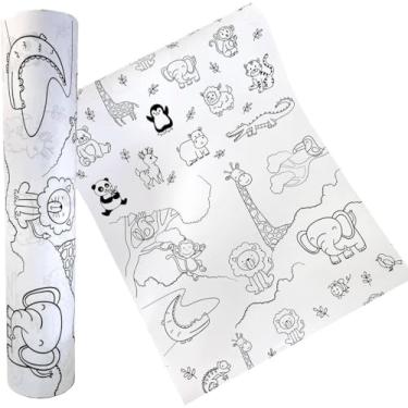 Imagem de Rolo Adesivo Infantil Gigante para Colorir 3m x 30cm | Tema Variado | Presente Educativo (Sem Adesivo - Aleatório)