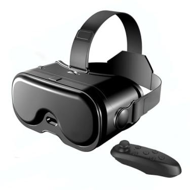 Imagem de VBESTLIFE Fone de Ouvido VR para Telefone IOS Android, óculos VR 3D Anti-luz Azul Ajustável FOV de 120 ° Com Controlador Bluetooth para Passeios Virtuais de Filmes de Jogos (Preta)