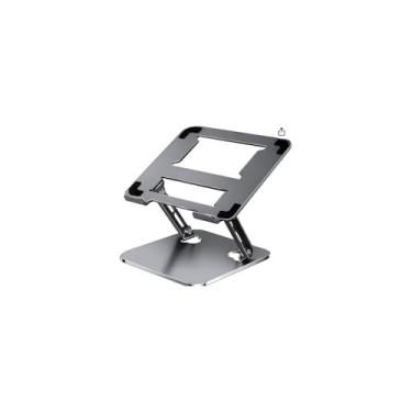 Imagem de Suporte para Notebook Ajustável, Plástico Branco, Portátil, Base Ergonômica com Ventilação, 24,5 x 24,5 cm, Inclinação até 130°, para Home Office e Escritório