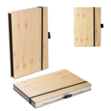 Imagem de Caderno de Anotações com Capa de Bambu, 96 Folhas Pautadas, Elástico e Suporte para Caneta, 18,9x12,9x1,6cm (3)