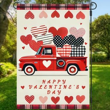 Imagem de BlissYard Feliz Dia dos Namorados bandeira de jardim amor coração bandeira de jardim dupla face bonito carro bandeira decorativa colorido pátio varanda banner 30,5 x 45,7 cm