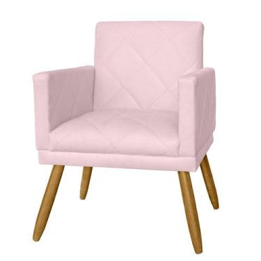 Imagem de Poltrona Decorativa Pés Palito Nina Estilo Matelassê Rosê - DS Estofad