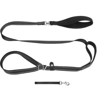 Imagem de XiaZ Coleira para cães com guia deslizante, correia deslizante de 1,8 m com alças duplas e acessório de coleira, guia de treinamento para animais de estimação sem puxão, altamente refletiva para cães