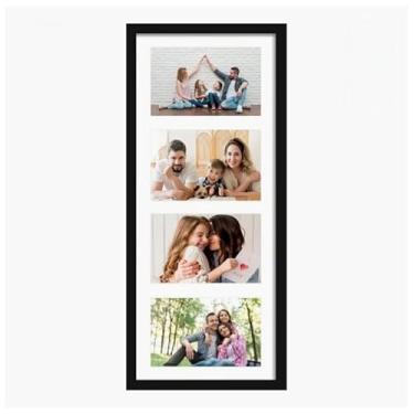 Imagem de Porta retrato para 4 fotos 10x15cm com paspatur e vidro | Porta-Retrato Múltiplo para Parede(Preto)