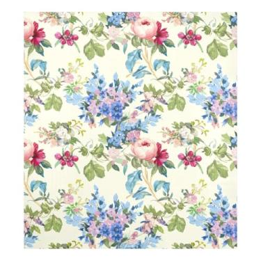 Imagem de Decoração de capa de eletrodomésticos vintage flores pastel refrigetor, decalque de capa de lava-louças de cozinha 58 cm L x 66 cm A