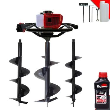 Imagem de Perfurador de Solo À Gasolina Anmax GD520B 52cc 2,2HP de Alta Rotação e Performance + Brocas 80x20cm, 80x25cm e 80x30cm + ÓLEO TOYAMA 2T