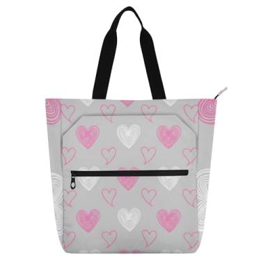 Imagem de GAIGEO Bolsa de trabalho feminina rosa e branca e cinza para mulheres com zíper bolsa de praia feminina infantil para amantes de livros