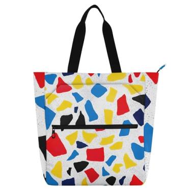 Imagem de GAIGEO Sacola feminina com pedras coloridas irregularmente, para trabalho, praia, escola, bolsa de mão para o dia a dia, amantes de livros