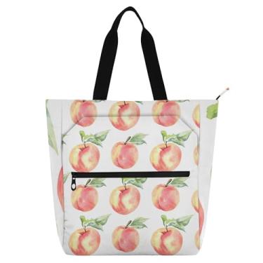 Imagem de Bolsa feminina rosa branca amarela pêssego bolsa de trabalho lona praia livro bolsa zíper bolsas médias amantes de livros presentes