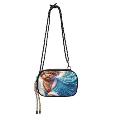 Imagem de TSENQUE Linda bolsa feminina de vaca Highland engraçada pequena bolsa tiracolo bolsas de ombro de viagem lindas bolsas de telefone com alça