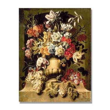 Imagem de Arte floral vintage natureza morta, pintura botânica clássica, decoração de casa quente para sala de estar e sala de jantar. B53. Tela apenas 80x105cm-31,5x41,3 pol