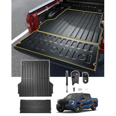 Imagem de PWY Tapete de cama de caminhão e forro de porta traseira para Ford Maverick 2022–2026, forro de cama resistente de 11 m, protetor de cama de caminhão antiderrapante para todos os climas, tapete de