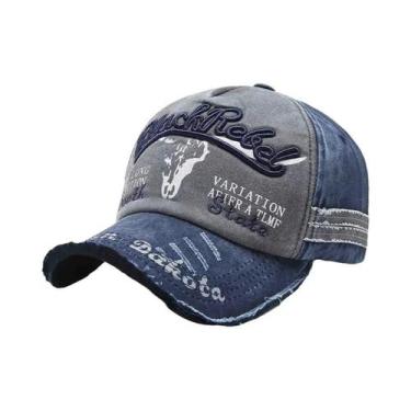 Imagem de Boné De Beisebol Masculino Retrô Com Bordado De Cabeça De Touro Lavado