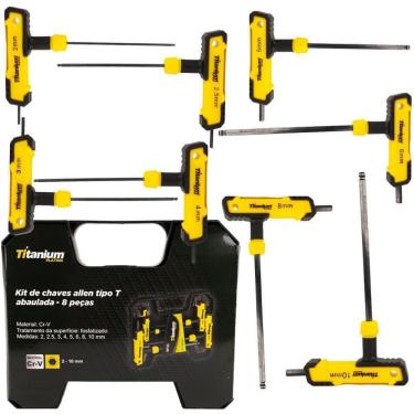 Imagem de Jogo De Chave Allen Abaulada Cabo T 2 A 10Mm 8Pçs Titanium