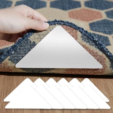 Imagem de 8/12 pçs pegadores de tapete - tapetes antiderrapantes aderentes, adesivos reutilizáveis laváveis para tapetes, para pisos e azulejos