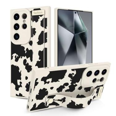 Imagem de Jefonha Capa para Samsung Galaxy S24 Ultra 6,8 polegadas lançado em 2024, capa de silicone com alça para mulheres e meninas, capa protetora com suporte ajustável para S24 Ultra, vaca leiteira