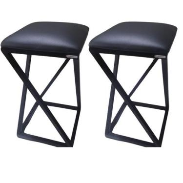 Imagem de Conjunto 2 Banquetas Banquinho Industrial Pés Cor:Preto - Loja Béle, P