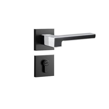 Imagem de Fechadura de porta preta simples para quarto magnético silencioso porta de quarto fechadura dividida interior casa porta de madeira fechadura de liga de zinco (cromo preto 2)