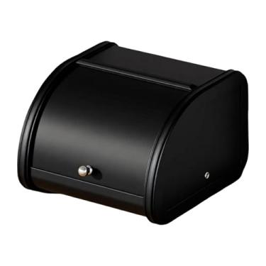 Imagem de DimyFew Caixa de pão com tampa de enrolar, porta-chaves, organizador de grande capacidade, suporte para pão para padaria, produtos assados, despensa de, Preto 25x26x17cm