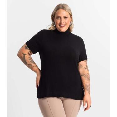 Imagem de Blusa Gola Alta Feminina Plus Size Secret Glam Preto, Plus G1, Preto