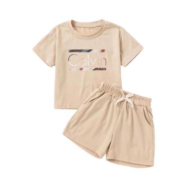 Imagem de Conjuntos De Roupa Infantil De Algodão Com Estampa De Letras Para Meni